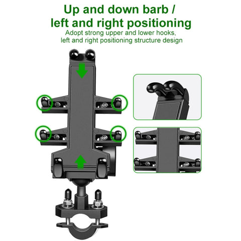 M10 Bolt Ball-Head Motorcycle Multi-function Eight-jaw Aluminum Phone Navigation Holder Bracket with Anti-theft Knobs, M10 Bolt+Anti-theft Knobs