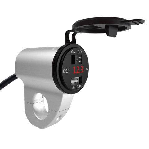 ZH-975A1 Motorcycle Aluminum Alloy Waterproof Mobile Phone Single USB Charger with Red Voltmeter, ZH-975B1, ZH-975A1