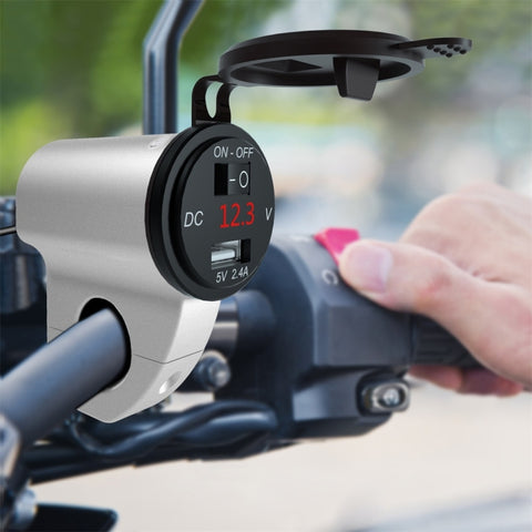 ZH-975A1 Motorcycle Aluminum Alloy Waterproof Mobile Phone Single USB Charger with Red Voltmeter, ZH-975B1, ZH-975A1