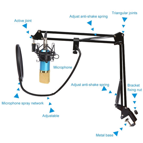BM-800 Network K-Song Dedicated High-end Metal Shock Mount Microphone Set, BM800 Kit Blue, BM800 Kit White, BM800 Kit Black, BM800 Kit Pink
