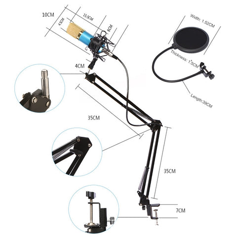 BM-800 Network K-Song Dedicated High-end Metal Shock Mount Microphone Set, BM800 Kit Blue, BM800 Kit White, BM800 Kit Black, BM800 Kit Pink