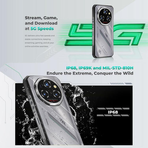 Oukitel WP62 Rugged Phone, 12GB+512GB, 108MP Camera, Fingerprint Identification, 6.6 inch Android 15 MediaTek Dimensity 7025 Octa Core, NFC, OTG, Network: 5G, 12GB+512GB