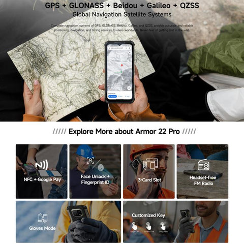 Ulefone Armor 22 Pro IP68/IP69K Rugged Phone, 8GB+128GB, 6.58 inch Android 15 MediaTek Helio G96 Octa Core, Network: 4G, NFC, OTG, 8GB+128GB