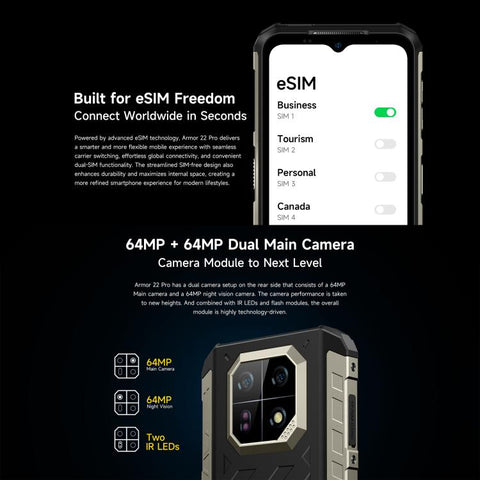 Ulefone Armor 22 Pro IP68/IP69K Rugged Phone, 8GB+256GB, 6.58 inch Android 16 MediaTek Helio G200 Octa Core, Network: 4G, NFC, OTG, 8GB+256GB