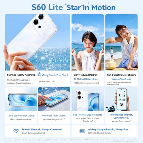 vivo S60 Vitality, 12GB+512GB, 6.59 inch Android 16 OriginOS 6 Dimensity 7500 Full Power Version Octa Core, OTG, NFC, Network: 5G, Support Google Play, 12GB+512GB