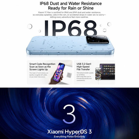 Xiaomi 17 Max, 12GB+512GB, 3D Ultrasonic Fingerprint, 6.9 inch Xiaomi HyperOS 3 Snapdragon 8 Elite Gen 5 Octa Core, NFC, Network: 5G, 12GB+512GB