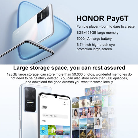 Triple Back Cameras, Side Fingerprint Identification, 5000mAh Battery, 6.74 inch Magic UI 5.0 (Android 11) MediaTek Dimensity 700 Octa Core up to 2.2GHz, Network: 5G, OTG, Not Support Google Play, 8GB+128GB