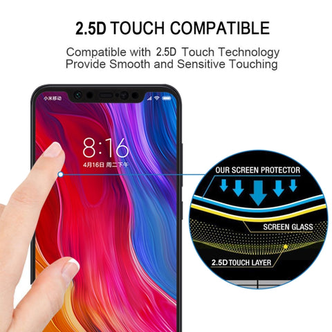 0.26mm 9H 2.5D Tempered Glass Film for Xiaomi Mi 8, For Mi 8(Black)