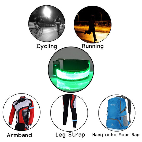 LED Flash Safety Reflective Nylon Light Rechargeable Sports Wrist Belt, Rechargeable Green, Rechargeable Blue, Rechargeable Red, Rechargeable Yellow