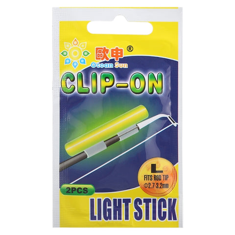 5 Packs OCEAN SUN Clip-On Luminous Float Night Fishing Light Stick, L, Fits Rod Tip 2.7-3.2mm, Clip-On, L