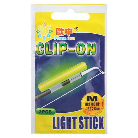 5 Packs OCEAN SUN Clip-On Luminous Float Night Fishing Light Stick, M, Fits Rod Tip 2.0-2.6mm, Clip-On, M