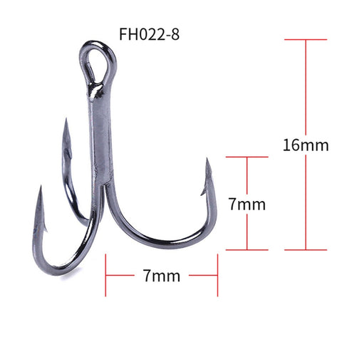 HENGJIA 20 PCS Classic Black High Carbon Steel Fishing Three-jaw Treble Hooks, 8# FH022
