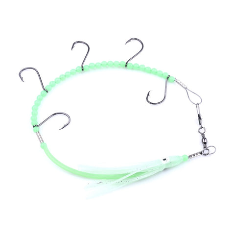 HENGJIA 32cm/7g Fishing Knife Fish Wire Luminous Night Light Octopus Squid Hook 5 Hooks