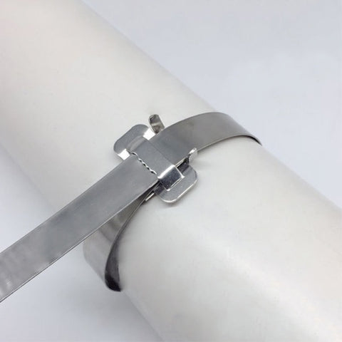 100 PCS 9.53mm 304 Stainless Steel Tie Lock Type Cable Wrapped Bundle Buckle, 9.53mm