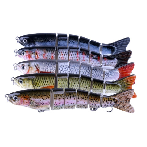 HENGJIA JM026 6# 12.7cm 22g Multi-section Plastic Hard Baits Artificial Fishing Lures with Treble Hook, Random Color Delivery, JM026 6# 12.7cm