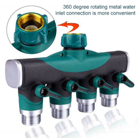 4 In 1 Multi-function Garden Water Sprinklers Lawn Irrigation Valve Water Dividing Controller Water Pipe Shunt, EU Plug, EU Plug