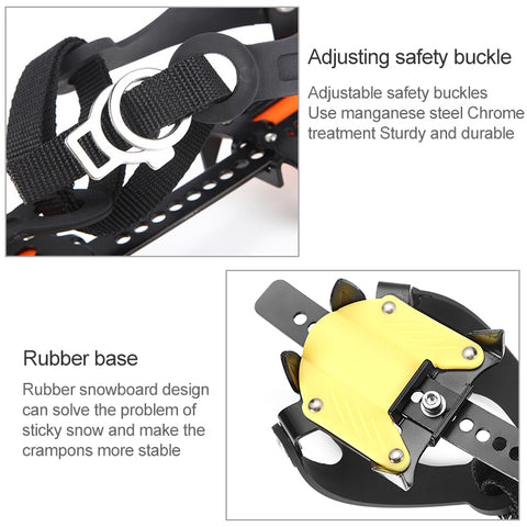 Aotu AT8701 One Pair 10 Teeth Anti-Slip Ice Gripper Snow Climbing Shoes Covers, 10 Teeth Orange, 10 Teeth Yellow