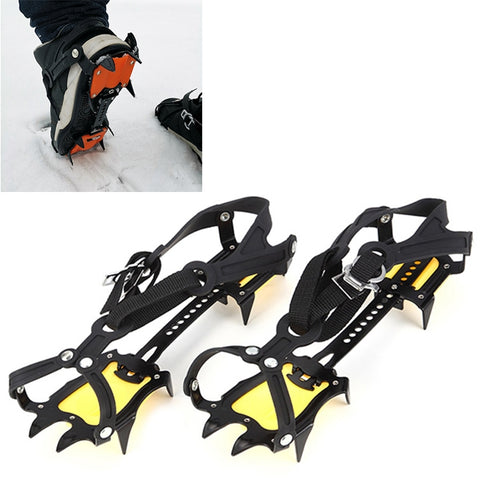 Aotu AT8701 One Pair 10 Teeth Anti-Slip Ice Gripper Snow Climbing Shoes Covers, 10 Teeth Orange, 10 Teeth Yellow
