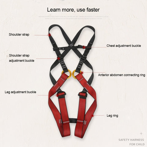 XINDA XDA9516 Outdoor Rock Climbing Polyester High-strength Wire Adjustable Downhill Whole Body Safety Belt Children Size: S, Size: S