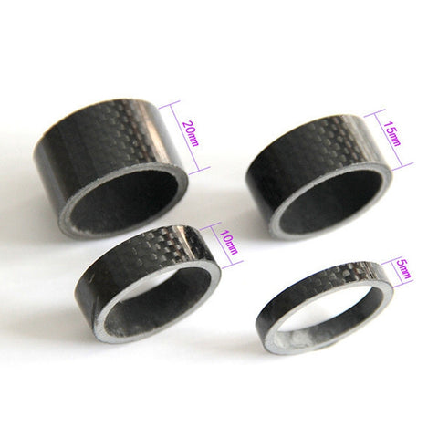Bicycle Front Fork Headset Carbon Fiber Gasket Stem Wrist Backing Ring 3K Carbon Fiber 5 / 10 / 15 / 20mm, 4pcs /Set