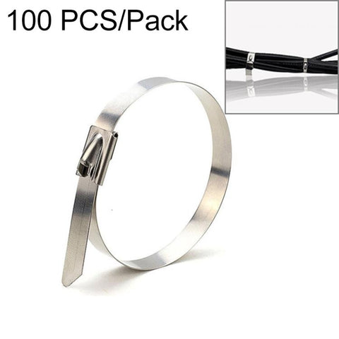 100 PCS 4.6x150mm Stainless Steel Metal Cable Ties Tie Zip Wrap Exhaust Heat Straps Induction Pipe, 4.6x150mm