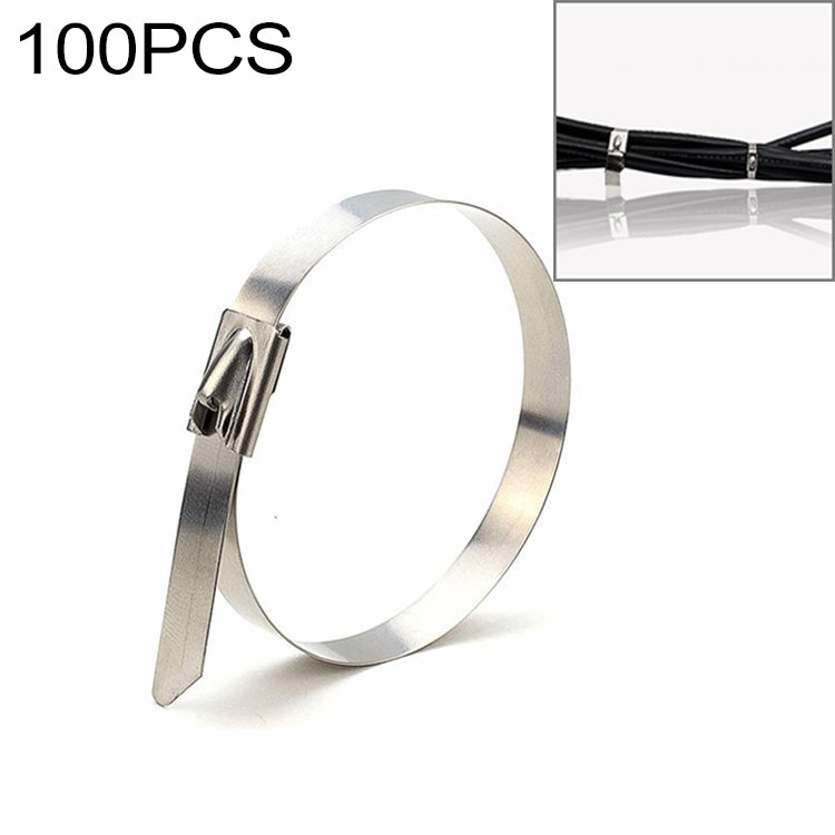 100 PCS 4.6x200mm Stainless Steel Metal Cable Ties Tie Zip Wrap Exhaust Heat Straps Induction Pipe, 4.6x200mm