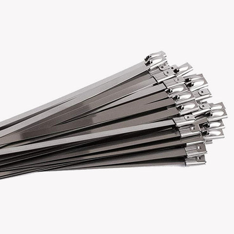 100 PCS 4.6x200mm Stainless Steel Metal Cable Ties Tie Zip Wrap Exhaust Heat Straps Induction Pipe, 4.6x200mm