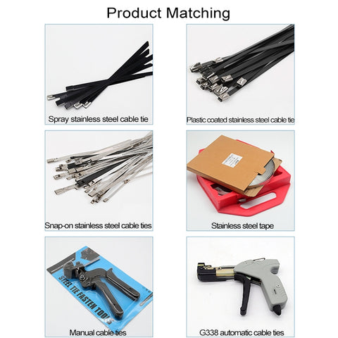 100 PCS 4.6x200mm Stainless Steel Metal Cable Ties Tie Zip Wrap Exhaust Heat Straps Induction Pipe, 4.6x200mm