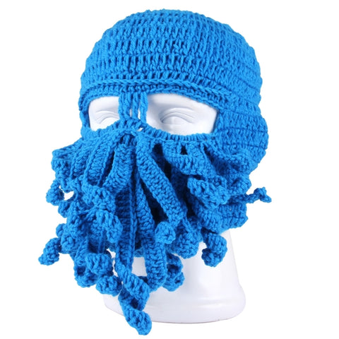 Amurleopard Unisex Barbarian Knit Beanie Octopus Tentacle Cap Winter Warm Face Mask Crochet Hat