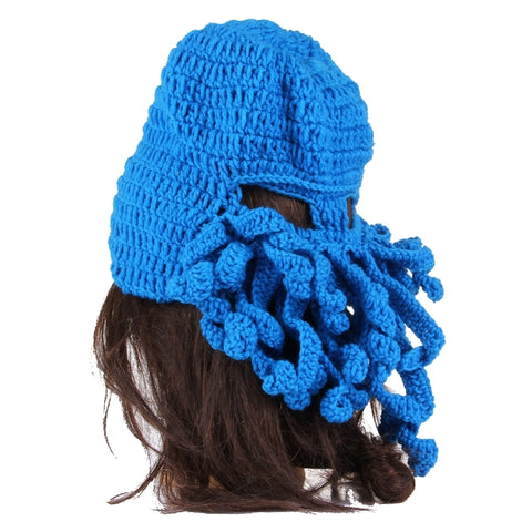 Amurleopard Unisex Barbarian Knit Beanie Octopus Tentacle Cap Winter Warm Face Mask Crochet Hat
