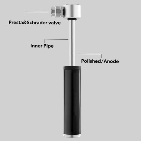 Manual Mini Portable Bicycle Aluminum Alloy Pump, Inflator Silver, Inflator Black, Inflator Red
