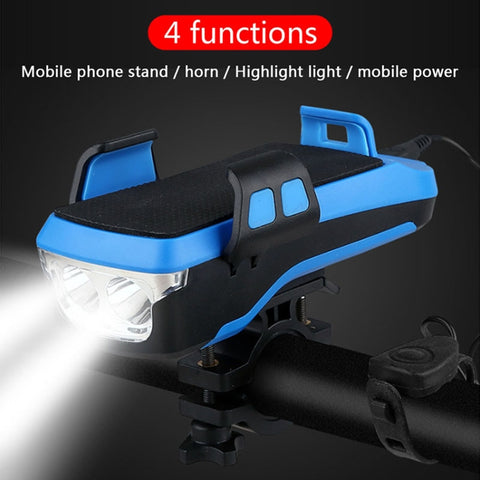 USB Charging Bicycle Light Front Handlebar Led Light , with Holder & Electric Horn, 2400mAh Battery