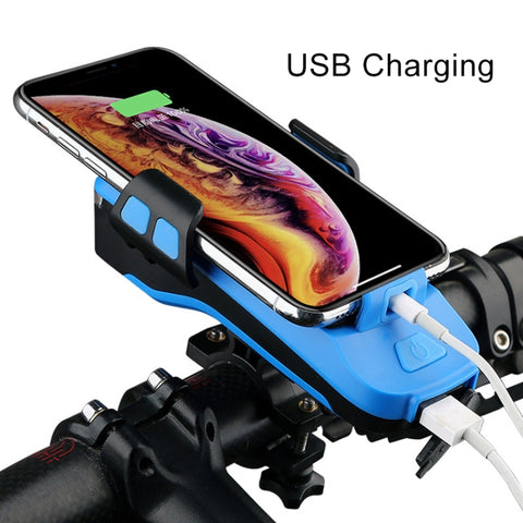 USB Charging Bicycle Light Front Handlebar Led Light , with Holder & Electric Horn, 2400mAh Battery