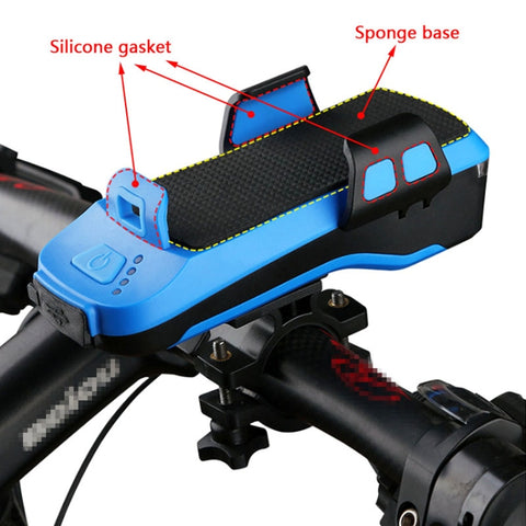 Multifunction 4  in 1 Phone Holder Bicycle Bell Cycling Lamp Flashlight, 4 in 1 Phone Holder