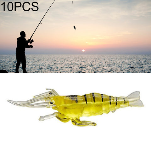 10 PCS 4cm Fishing Soft Bait Lures Popper Poper Baits, Transparent Shrimp, Artificial Shrimp, Luminous Shrimp, Pink Shrimp, Green Shrimp