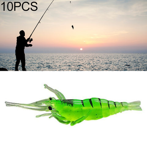 10 PCS 4cm Fishing Soft Bait Lures Popper Poper Baits, Transparent Shrimp, Artificial Shrimp, Luminous Shrimp, Pink Shrimp, Green Shrimp