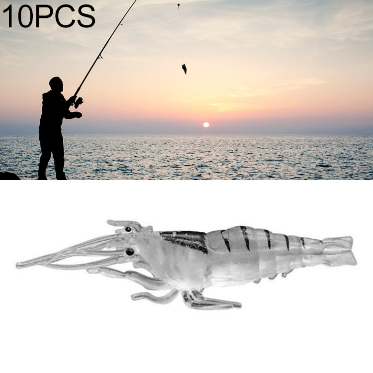 10 PCS 4cm Fishing Soft Bait Lures Popper Poper Baits, Transparent Shrimp, Artificial Shrimp, Luminous Shrimp, Pink Shrimp, Green Shrimp