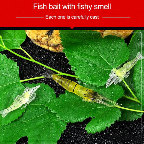 10 PCS 4cm Fishing Soft Bait Lures Popper Poper Baits, Transparent Shrimp, Artificial Shrimp, Luminous Shrimp, Pink Shrimp, Green Shrimp