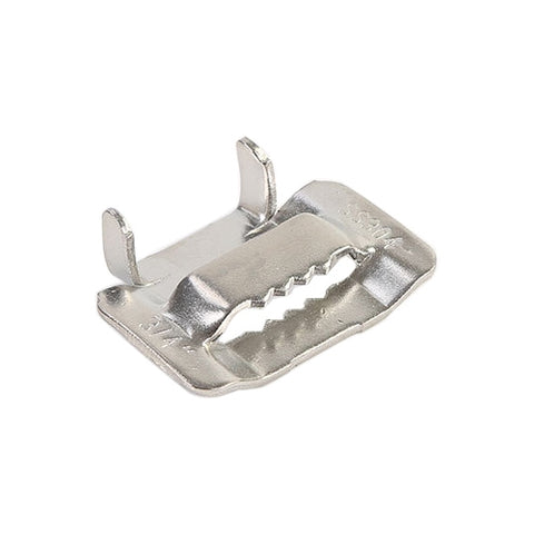 100 PCS 19.05mm 304 Stainless Steel Tie Lock Type Cable Wrapped Bundle Buckle, 19.05mm