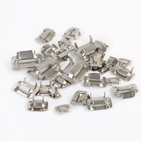 100 PCS 19.05mm 304 Stainless Steel Tie Lock Type Cable Wrapped Bundle Buckle, 19.05mm