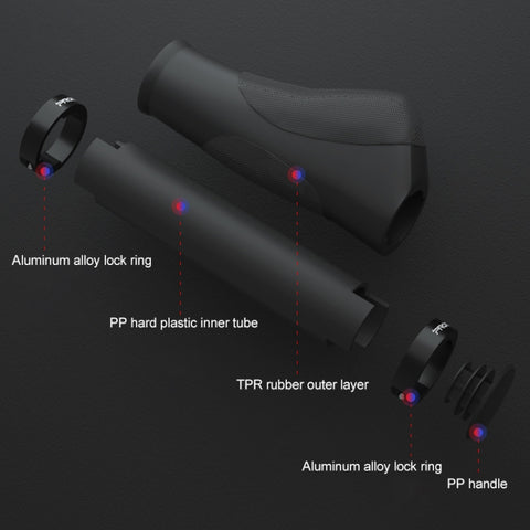 PROMEND GR-506 1 Pair Rubber Ergonomic Ball Bicycle Grip Cover (130mm+130mm), GR-506 130mm+130mm