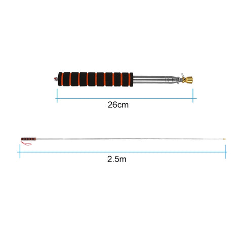 2.5M 11 Knots Multi-function Telescopic Stainless Steel Sponge Golden Head Teaching Stick Guide Flagpole Signal Flag, 2.5M 11 Knots