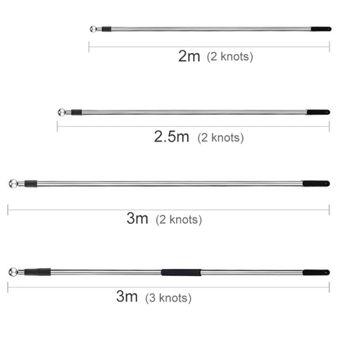 3M 2 Knots Multi-function Telescopic Stainless Steel Teaching Stick Guide Flagpole Signal Flag, 3M 2 Knots