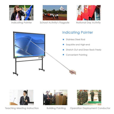 3M 2 Knots Multi-function Telescopic Stainless Steel Teaching Stick Guide Flagpole Signal Flag, 3M 2 Knots
