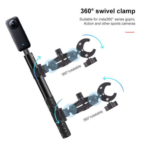 Dual Motorcycle Crab Clamps Handlebar Fixed Mount Selfie Stick, Double Dual-heads Crabs