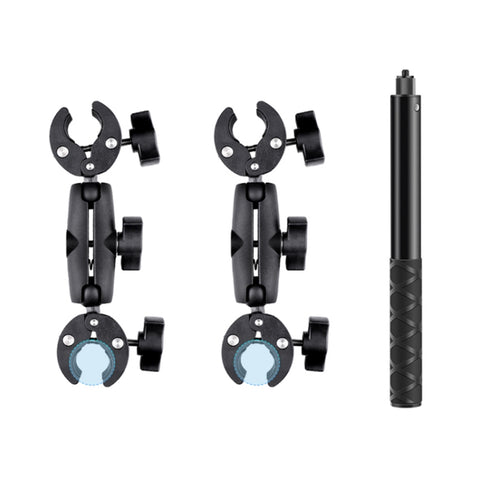Dual Motorcycle Crab Clamps Handlebar Fixed Mount Selfie Stick, Double Dual-heads Crabs
