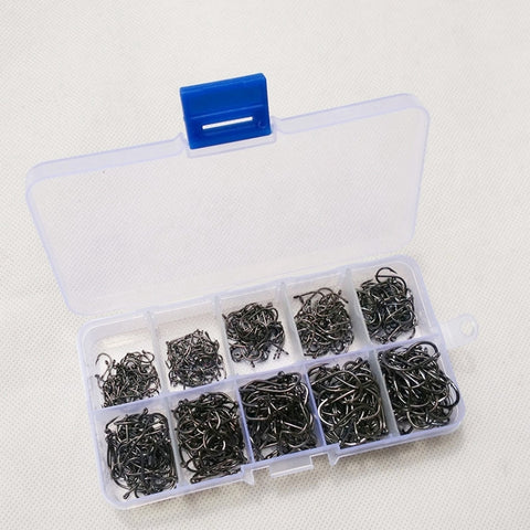 500 PCS Mixed Size Fish Barbed Hook Fishing Hooks with Hole, 6-15 # with Hole