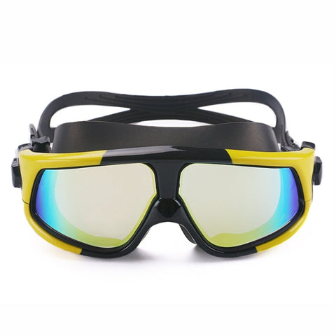 Colorful Large Frame Electroplating Anti-fog Silicone Swimming Goggles for Adults, 8801 (Red + Black), 8801 (Yellow + Black), 8801 (Silver + Black), 8801 (Blue + Black)