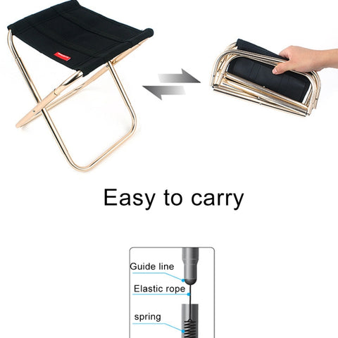 CLS Outdoor Portable Aluminum Alloy Fishing Barbecue Folding Stool, Size: 24.8*22.5*27cm, CLS Folding Stool(Black)