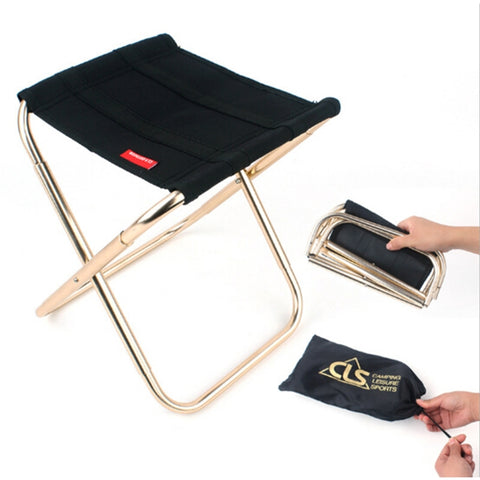 CLS Outdoor Portable Aluminum Alloy Fishing Barbecue Folding Stool, Size: 24.8*22.5*27cm, CLS Folding Stool(Black)